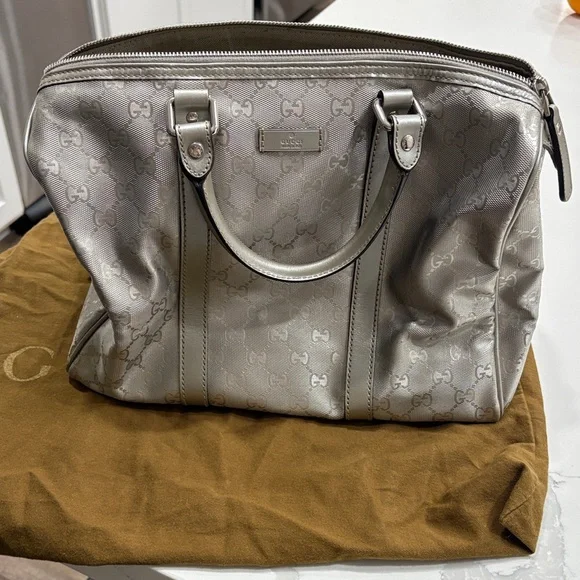 Gucci Silver GG Coated Canvas Joy Boston Bag - Picture 3 of 8